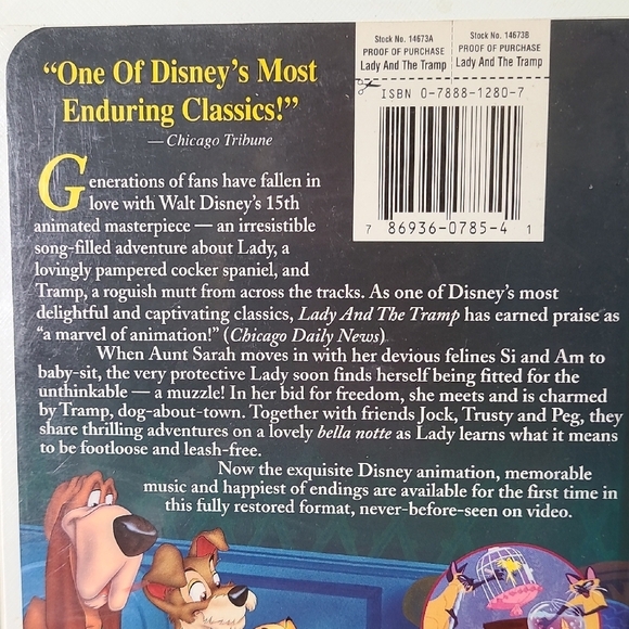 DISNEY Masterpiece Lady and the Tramp VHS with Cover - Picture 10 of 11
